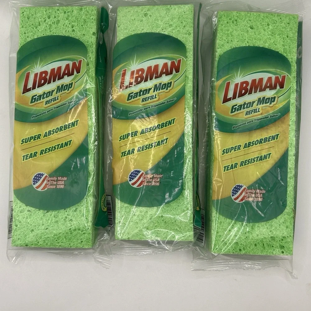 Libman Gator Mop Refill 3‑Pack Super Absorbent Tear‑Resistant USA Made New
